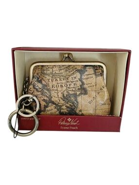 Patricia Nash European Map Print Leather Borse Boxed Coin Pouch